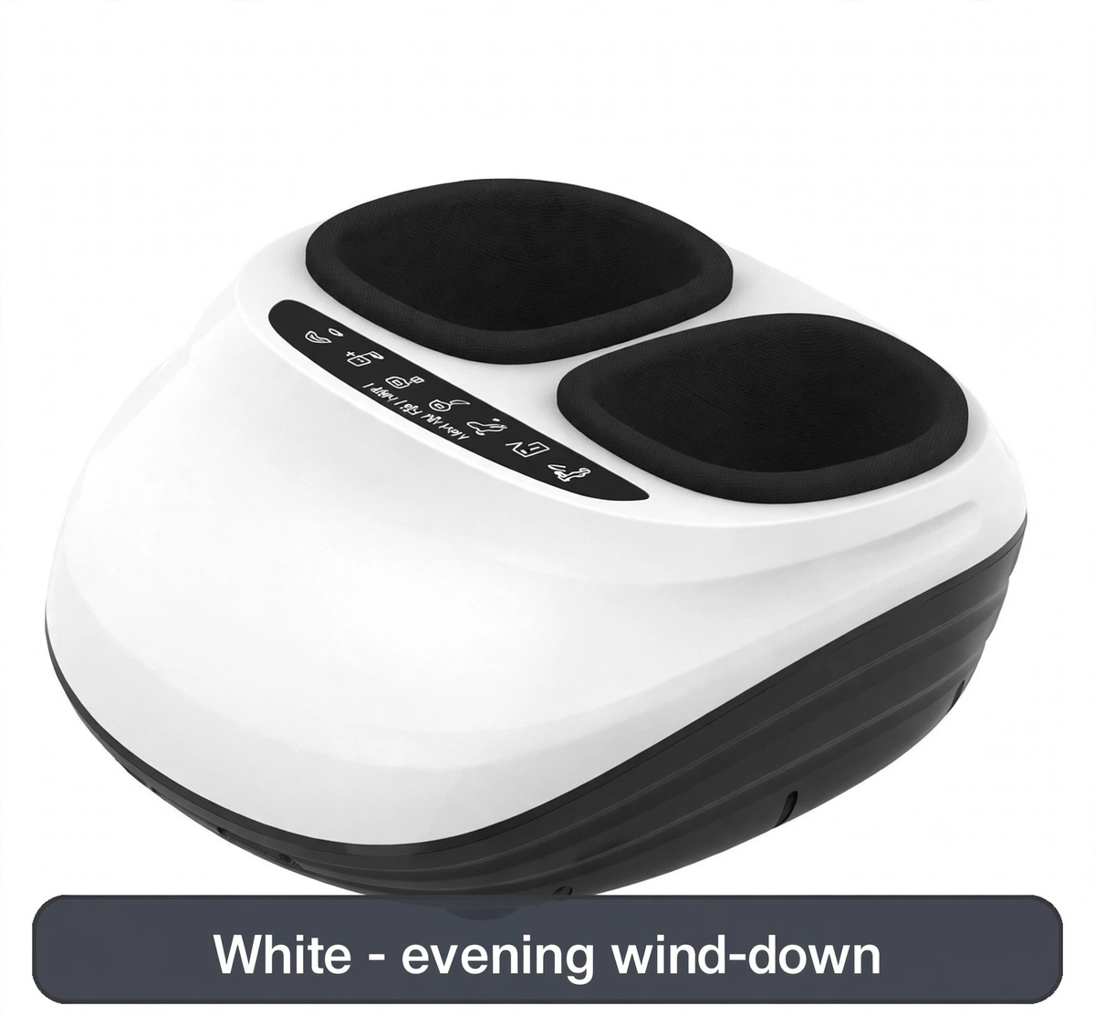 Foot massager in white, top angle - bright, simple and ready for the evening wind-down.