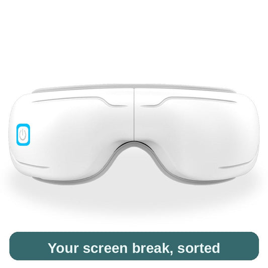 Bluetooth eye massager in white, front view - smooth and curved, ready for a relaxing screen break.