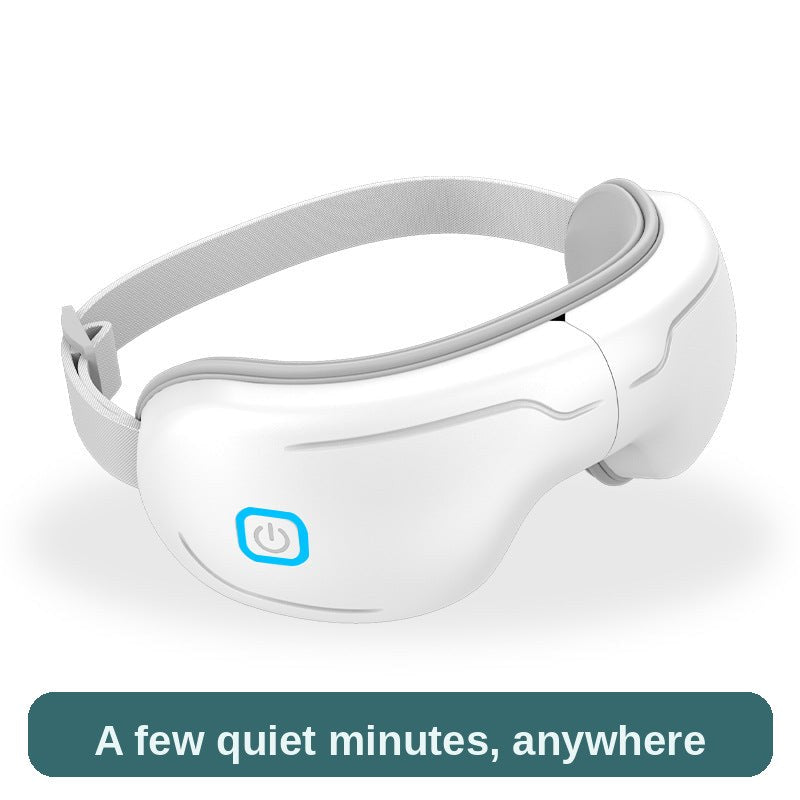 Eye massager in white, angled view - a few quiet minutes of calm in the middle of a busy day.