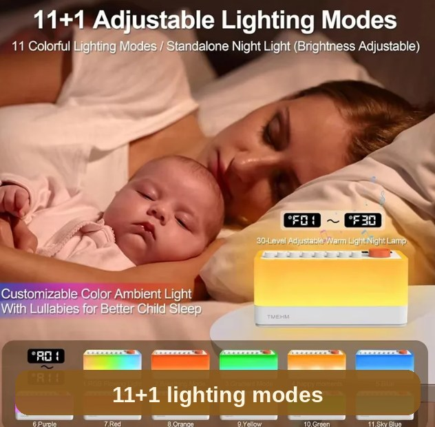 Eleven plus one lighting modes: colourful ambient light or a standalone night light, with the brightness in your control.