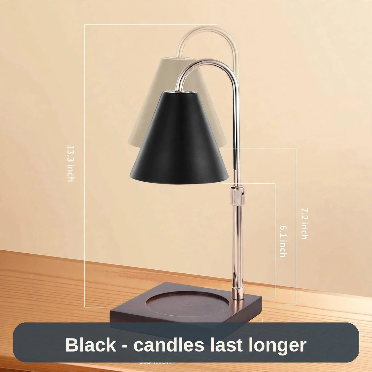 Candle Warmer Lamp in black, side view - a modern little lamp that helps your candles last longer.