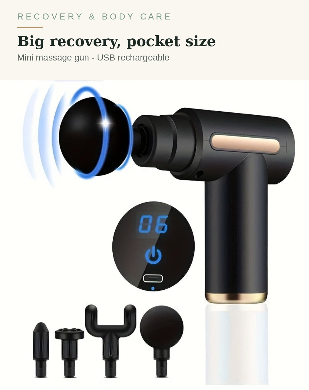 Mini massage gun, pocket-size portable fascia massager