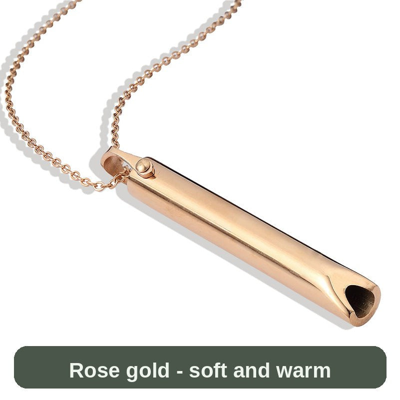 Breathing Necklace in rose gold - a warm, soft colour with the same calming slow-breath design.