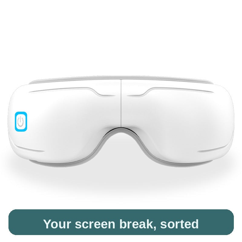 Bluetooth eye massager in white, front view - smooth and curved, ready for a relaxing screen break.