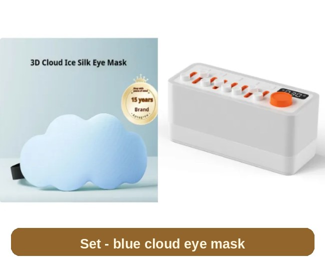 Bundle set with the light blue cloud eye mask - a calmer bedtime kit for light sleepers.