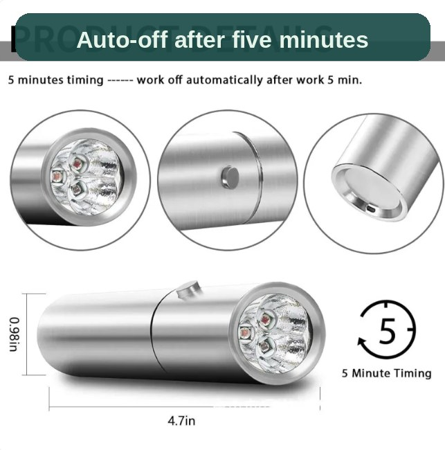 Product details: the pen is about 4.7 inches long and switches itself off after five minutes - simple and safe to use.