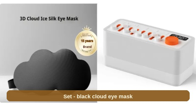 Bundle set: the sound machine with the black 3D cloud ice-silk eye mask - steady sound and gentle darkness together.