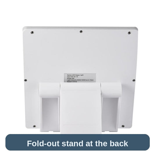 Back view of the Daylight Lamp showing its fold-out stand - slim enough for a desk, a shelf or the kitchen counter.