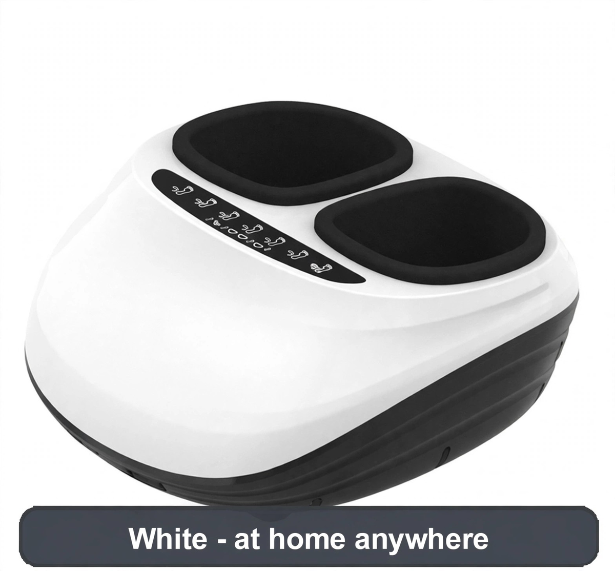 White foot massager from the front - smooth lines that look at home in any room.