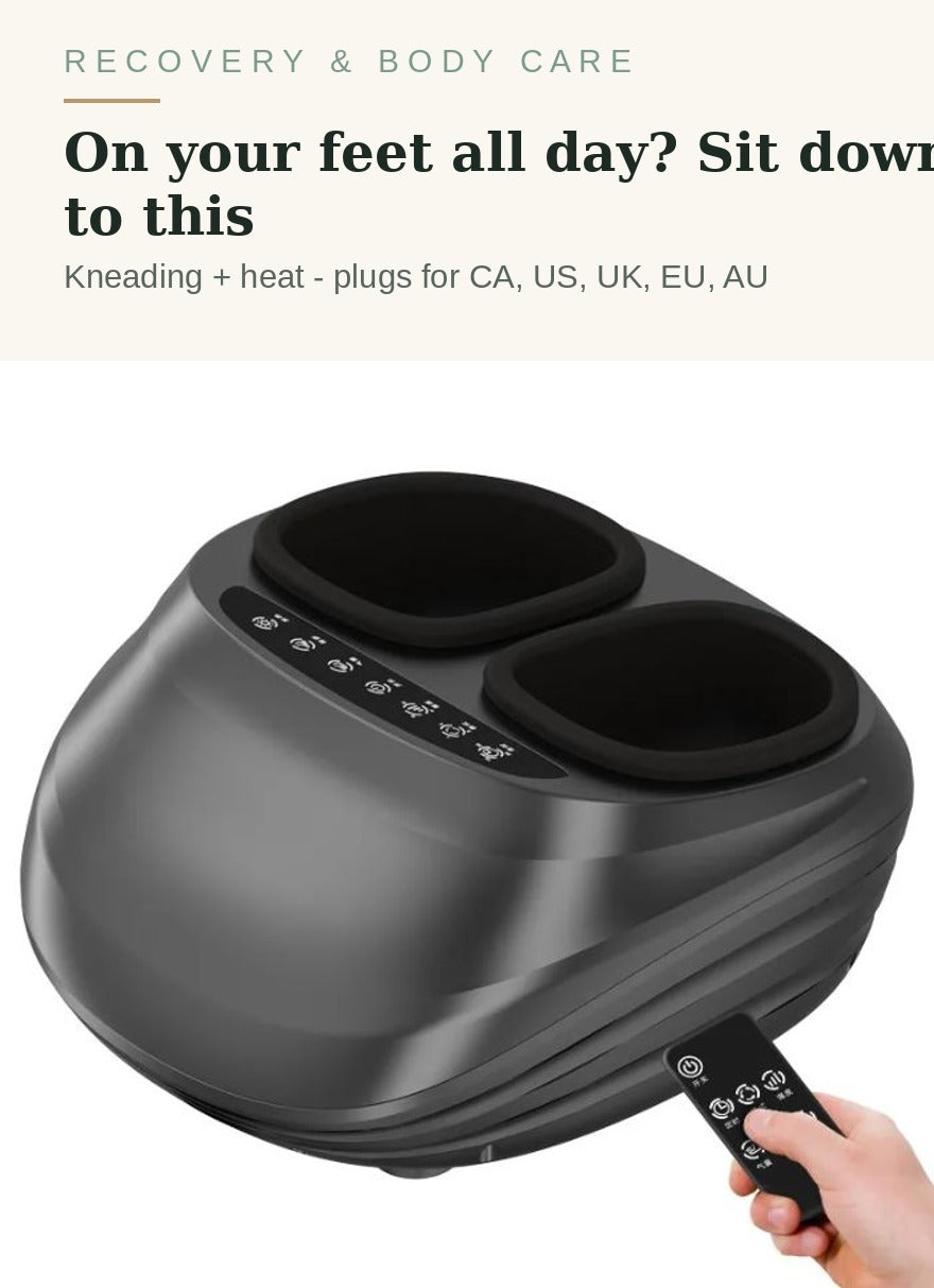 Kneading foot massager with heat and remote control