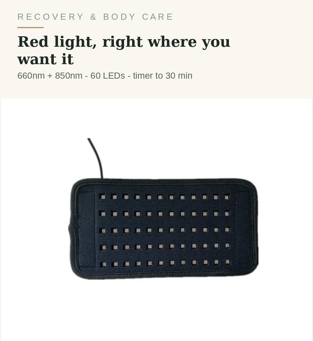 Red light therapy belt 660nm plus 850nm with 60 LEDs worn around the waist